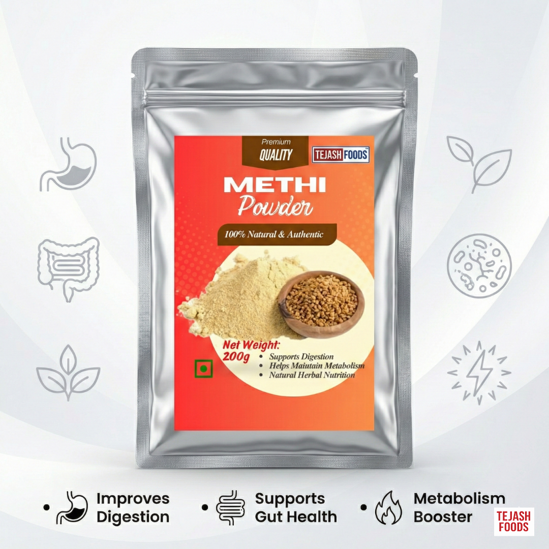 Methi Powder, 100% Natural Fenugreek Seed Powder, Supports Digestion and Metabolism, Light Brown, 200g