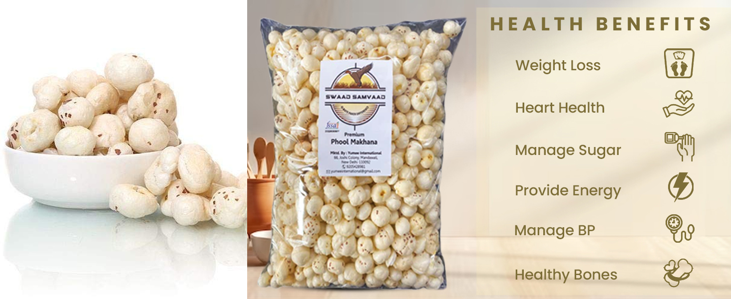 Desi phool makhana Jumbo Handpicked Lotus Seeds/Fox Nuts Big Size Phool Makhana (Pop/Gorgon Nut Puffed Kernels)(Without chamicals) (2KG)