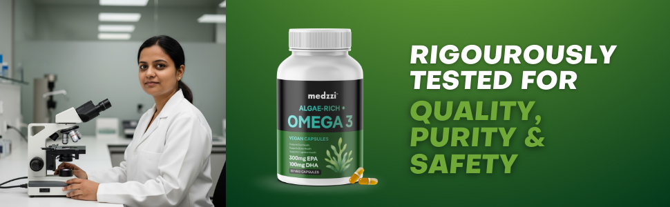 Algae-Rich Omega 3 Vegan Capsules | 300mg EPA & 100mg DHA | Plant Based Omega-3 | Supports Eye, Brain, Bone & Heart Health | 30 Capsules