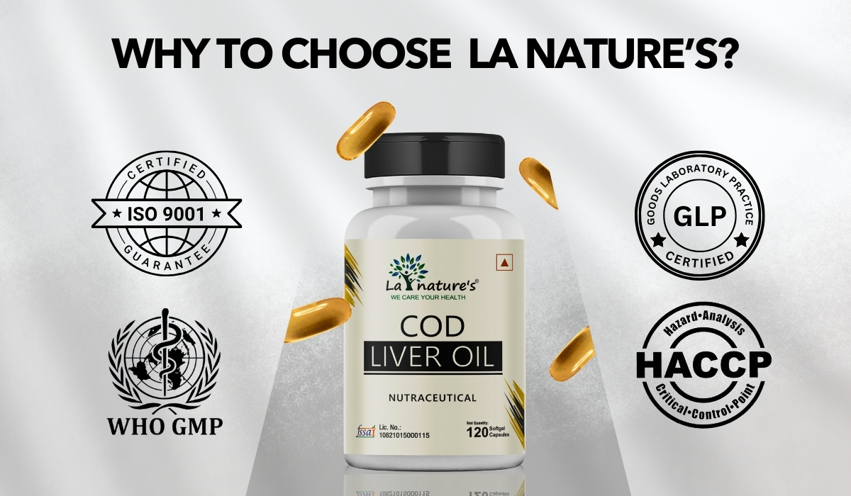 La Nature's Cod Liver Oil 120 Softgels - 300Mg, High In Vitamin A & D - Supports Brain, Joints, Eyes, And Immunity Support For Men And Women (Pack of 1)