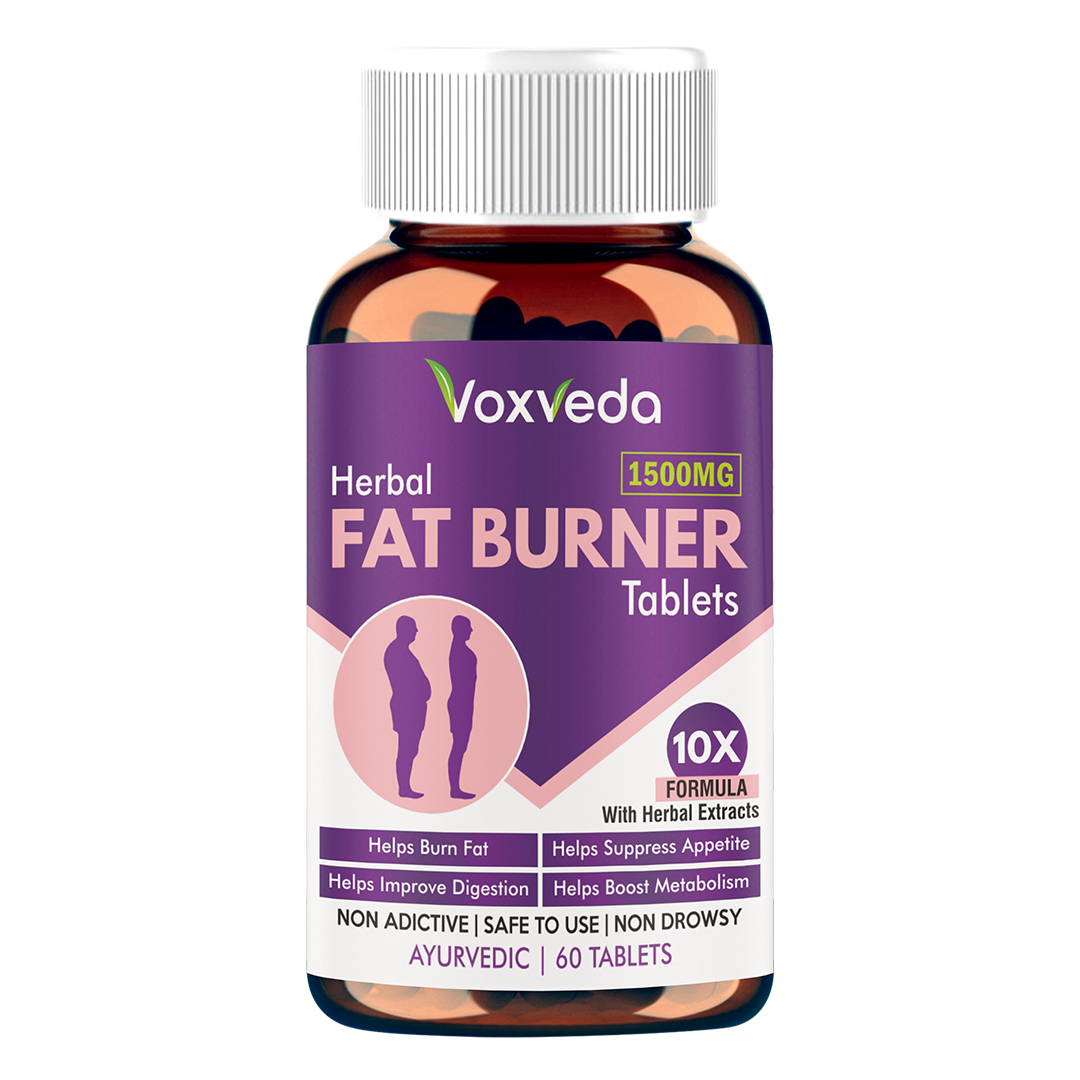 Voxveda's Fat Burner for Men & Women | Herbal Fat Burner Tablets 1500 mg (60 Tablets) | Helps Weight Loss Support with Herbal Extracts - 10X Formula | Helps Burn Fats