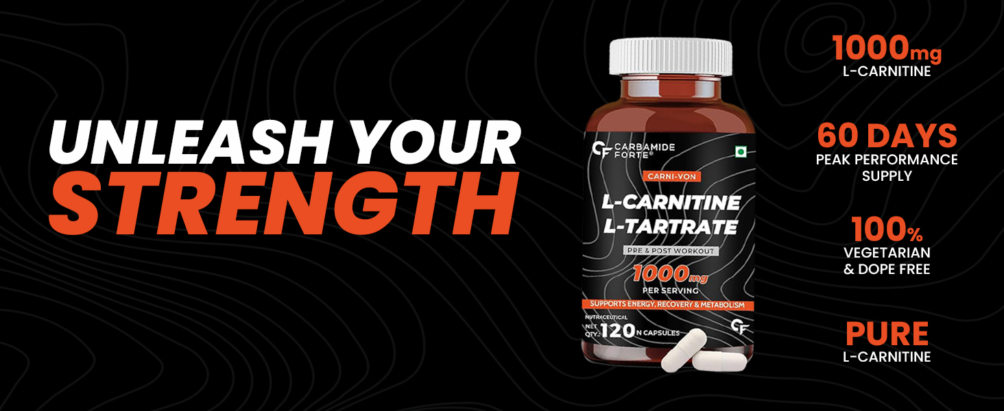 Carbamide Forte L-Carnitine L-Tartrate 1000mg Pre Workout Supplement - 120 Veg Capsules & Night & Day Fat Burner for Men & Women | 24-Hour Metabolic Support & Weight Loss Support - 60 Capsules Each