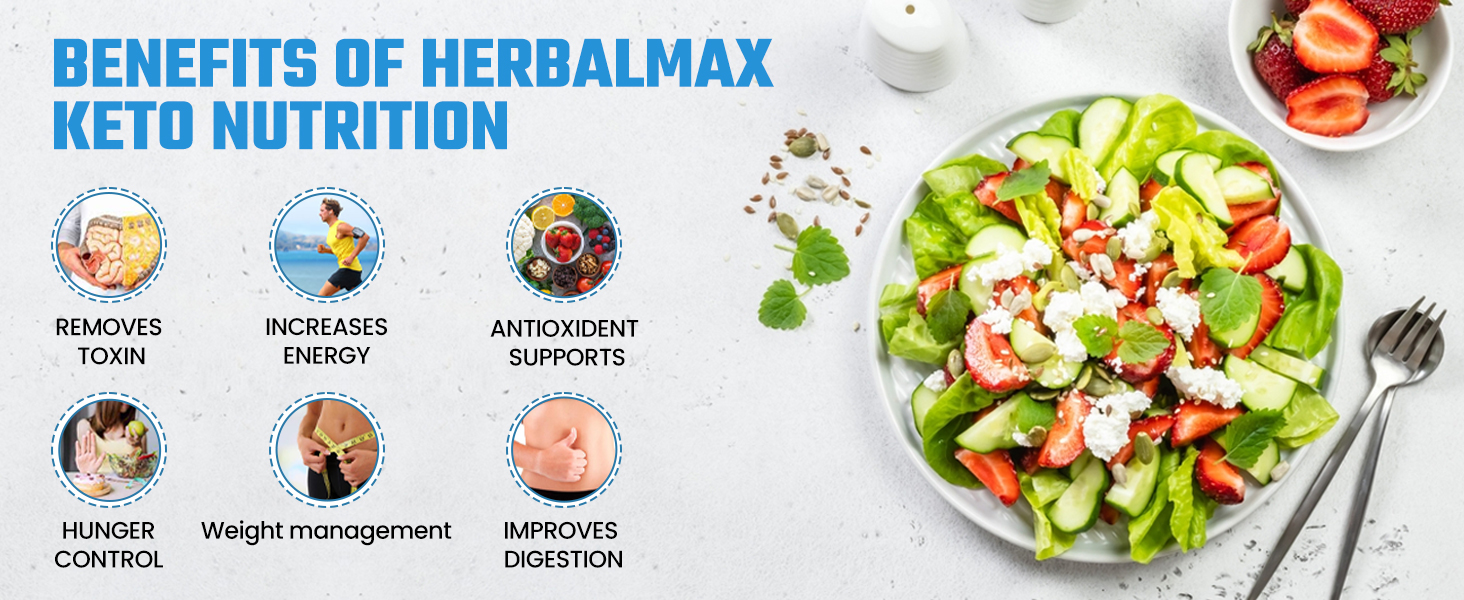 Herbal Max Keto Nutrition Weight Management | Supports Effective Weight Loss, Fat Burning, Belly Fat Reduction, Ketosis & Energy Boost – 60 Veg Capsules | For Men & Women
