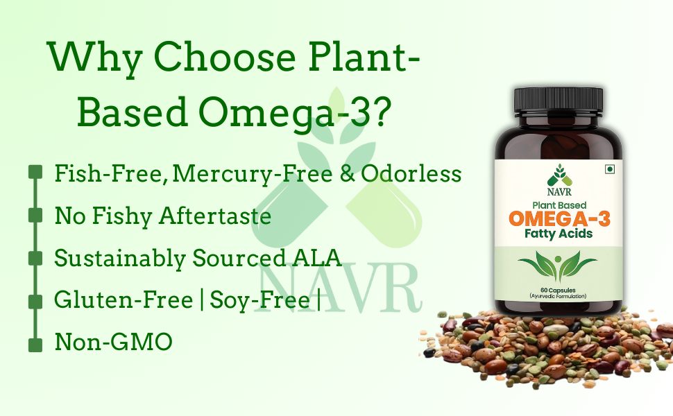 NAVR Herbal Omega 3-6-9 Supplement | Heart Support Brain & Joint Health Support - 60 capsule