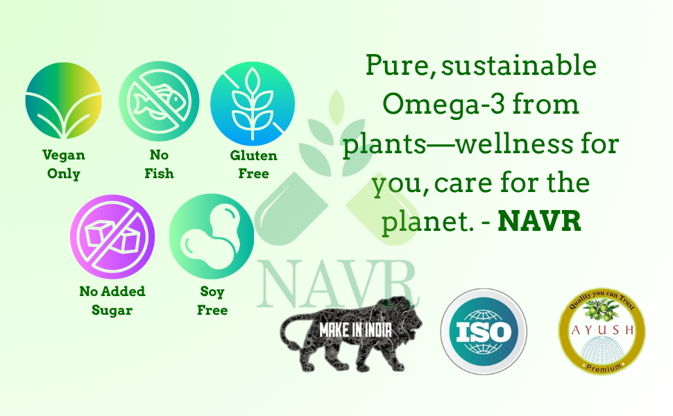 NAVR Herbal Omega 3-6-9 Supplement | Heart Support Brain & Joint Health Support - 60 capsule
