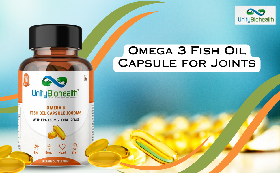 Omega 3 Fish Oil Capsule for Joints, Heart & Brain Health, 1000mg with 180mg EPA & 120mg DHA (60 capsules)