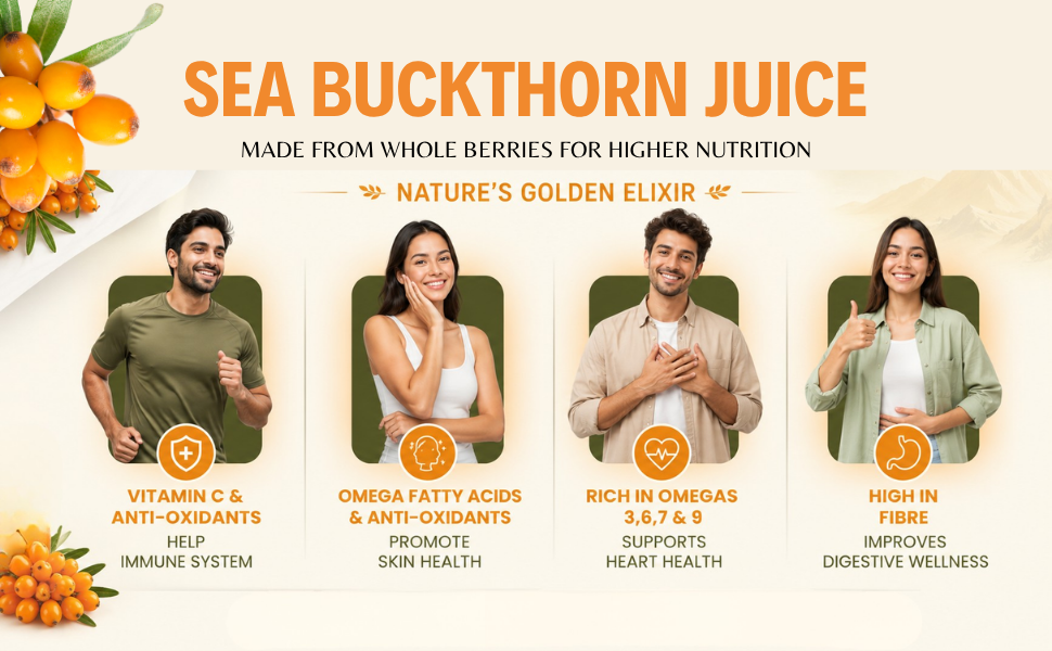 Sea Buckthorn Capsule | Pure Extract for Immunity Boost and Radiant Skin Health 1000Mg Potent Formula 30 Capsules Pack | Color White | Size 30 Caspules Of 1000Mg