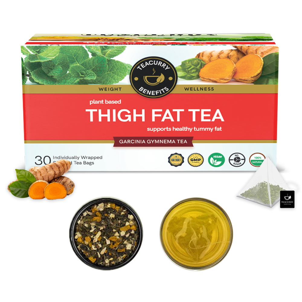 TEACURRY Thigh Fat Burn Tea (2 Month Pack | 200 Grams + Infuser) - Reduce Thigh Fat for Men and Women
