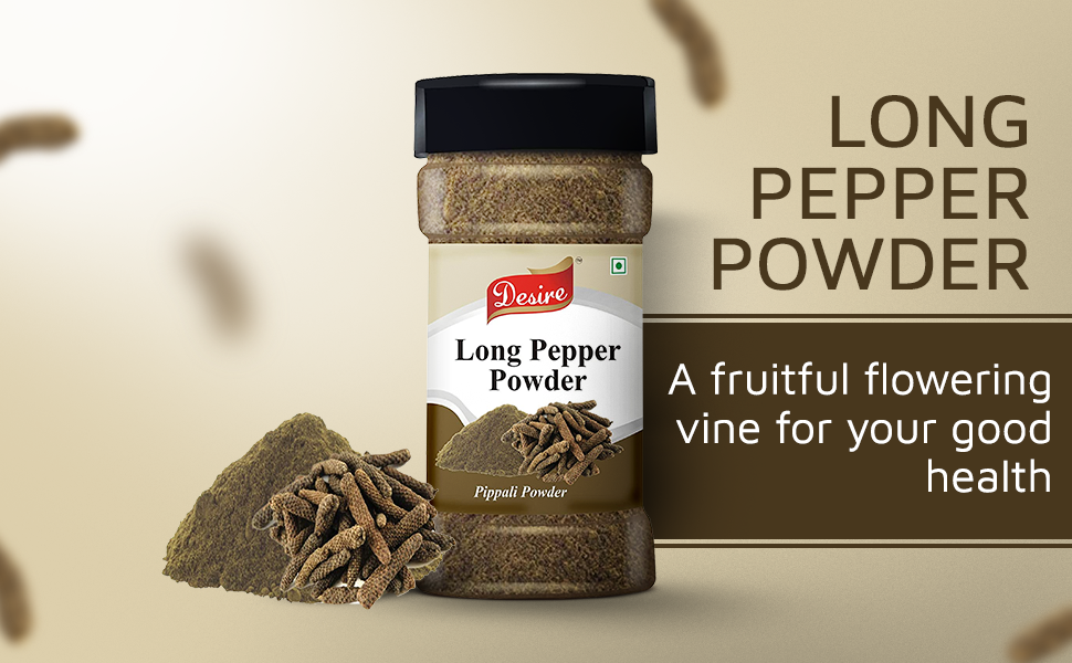 Desire Long Pepper Powder - 100g | Authentic Spice from India | Ideal for Cooking, Seasoning, and Ayurvedic Use | Non-GMO, Gluten-Free (Natural Pippali Powder)