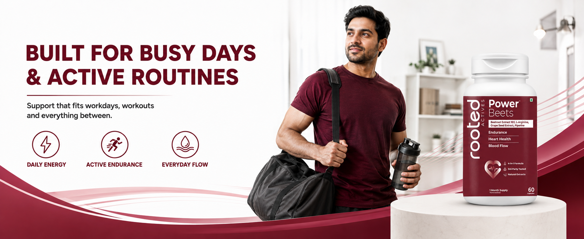 Rooted Actives Power Beets™ - Beetroot Extract Capsules 60s