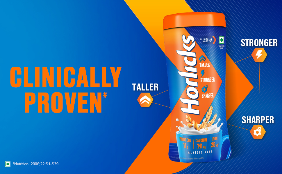 Horlicks Nutrition Drink Refill - 500 g - Classic Malt - Clinically Proven to make kids Taller, Stronger, Sharper