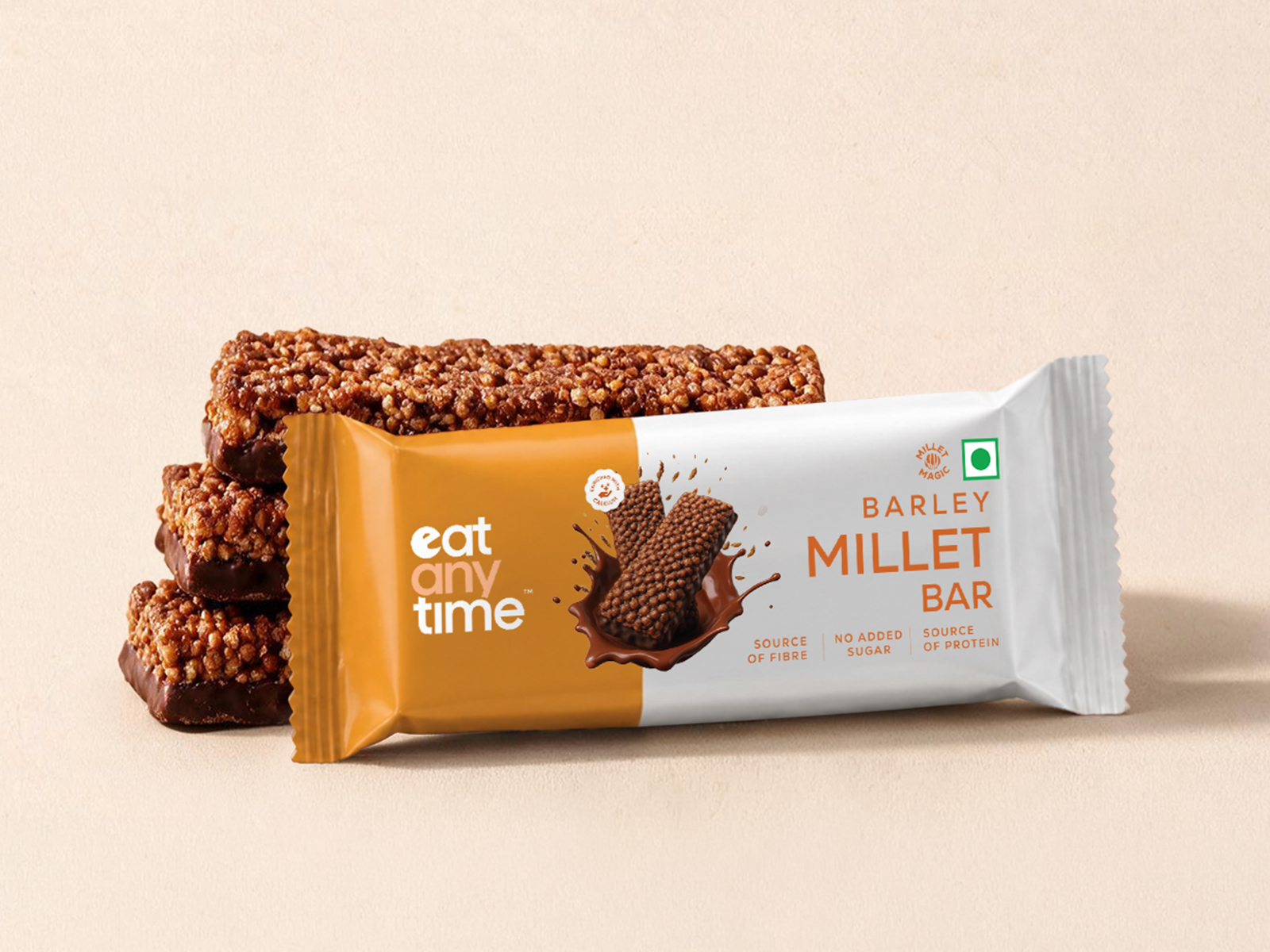Eat Anytime Sattu Energy Bar | Sea Salt Caramel | Rich in Protein | Ancient Indian Supergrain | Source of Fibre | No Added Refined Sugar | 25g