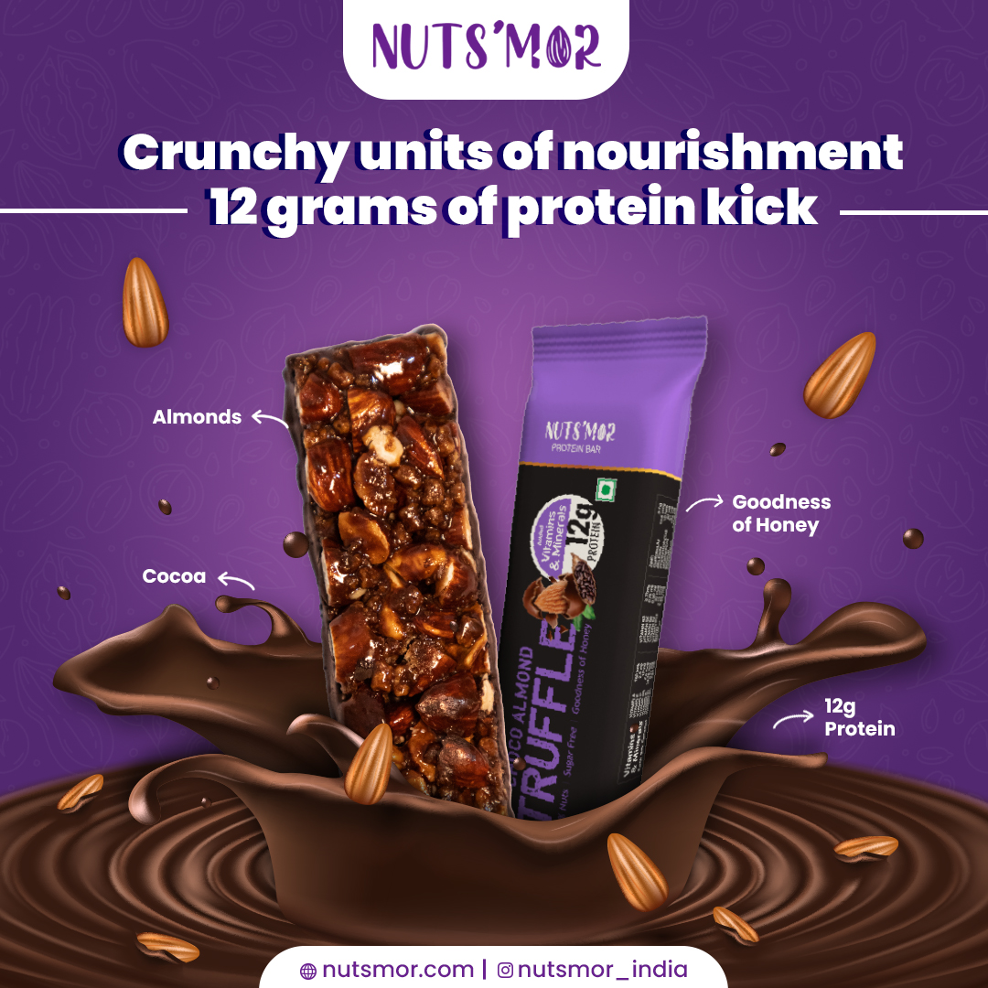 NUTS'MOR - Protein Daily Choco Almond Truffle12g Protein Bar (Pack of 12) Protein Blend, Vitamins, Fibres & Minerals, No Preservatives,100% Veg, Natural, No Added Sugar,-600g