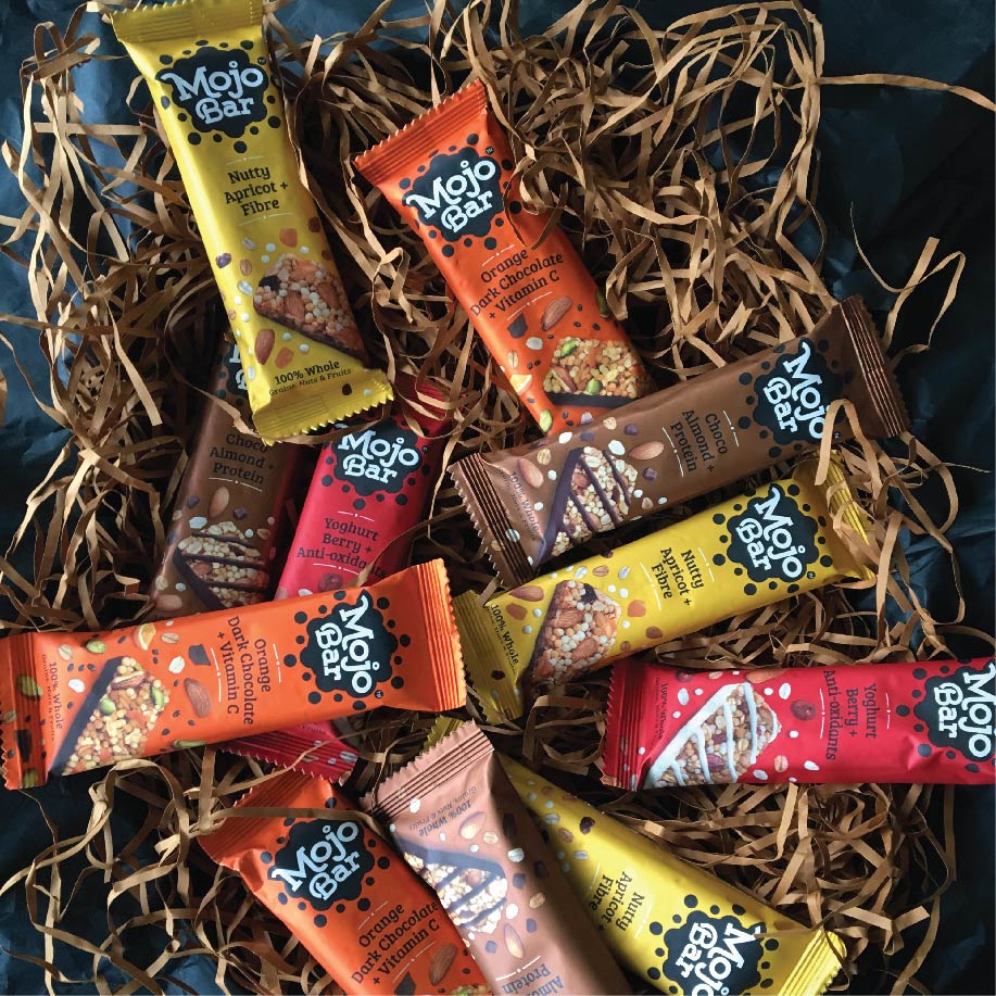 Mojo Bar Energy Bars Choco Almond & Protein | 100% Whole Grains, Nut & Fruit | High Energy & Granola Bars | 5g Protein Snack | Pack of 15 x 32g Energy Bars | Gluten Free & No Preservatives
