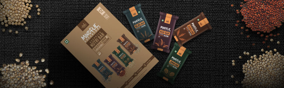 Eat Anytime Multigrain Millet Energy Bars, 6 Bars | High Protein, High Fiber, No Added Sugar | Gluten Free Granola Bars with Ragi, Quinoa, Jowar, Dark Chocolate | Healthy Snack (150g)
