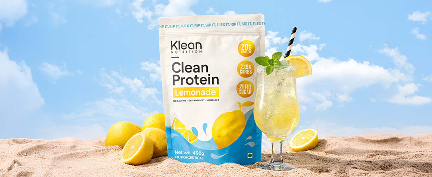 Klean Nutrition Clean Protein/Lemonade Flavour/20 g Complete Protein Per Serving/Light & Easy to Gut/Non-Bloating/Ultra Light