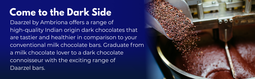 Ambriona Daarzel Sugarfree 36% Dark Chocolate | Zero Sugar Protein Bar with Millets, Quinoa & Hazelnuts | 11g Protein | Vegan, Gluten Free | Allulose Sweetened | No Preservatives | 50g