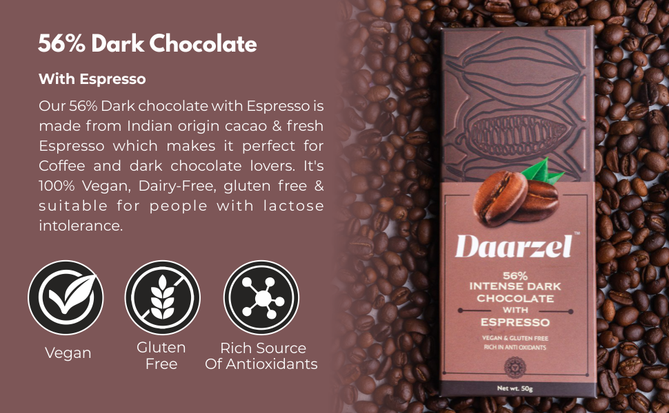 Ambriona Daarzel Sugarfree 36% Dark Chocolate | Zero Sugar Protein Bar with Millets, Quinoa & Hazelnuts | 11g Protein | Vegan, Gluten Free | Allulose Sweetened | No Preservatives | 50g