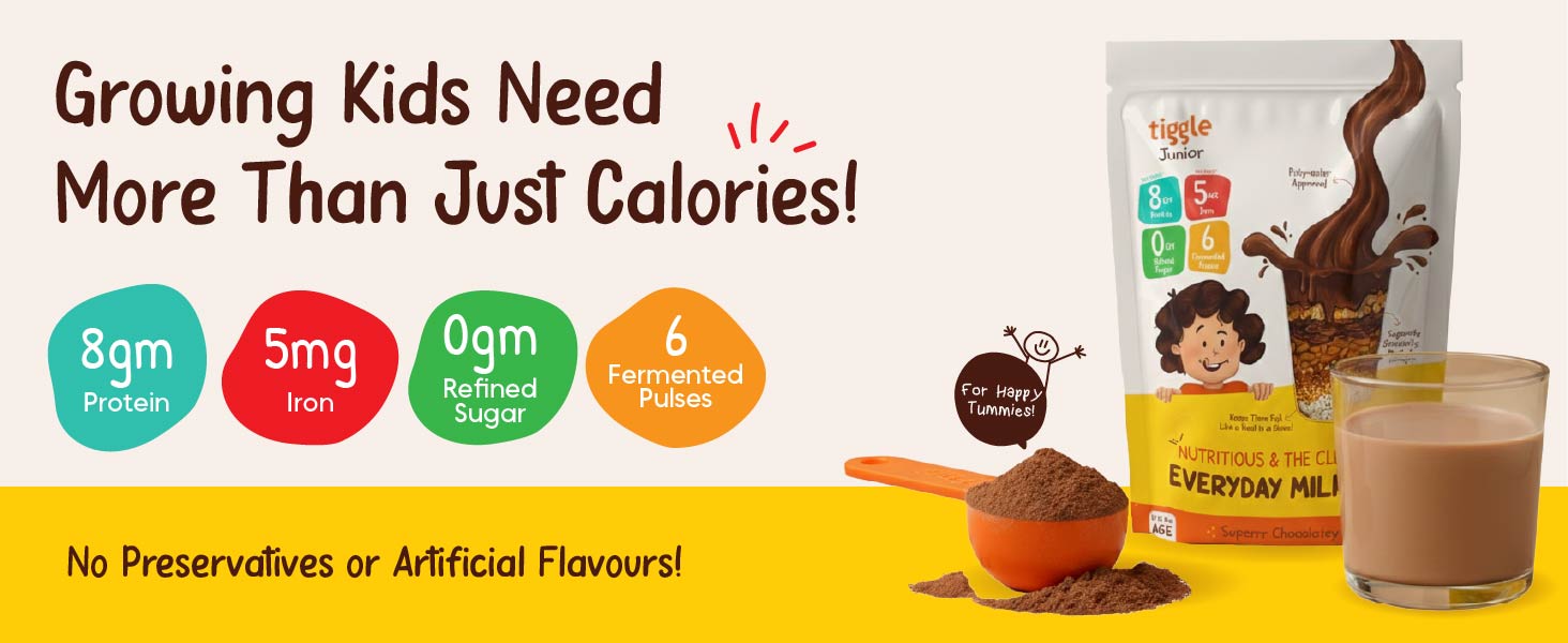 Tiggle Junior Kids Protein Powder - 350g, Everyday Chocolate Milk Mix
