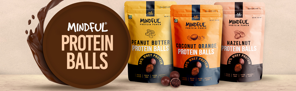 Eat Anytime Protein Balls - Hazelnut (30 balls) | 3g Protein per ball | No Added Sugar | Healthy Dessert | Low Calories & High Fibre | Healthy Chocolate 300g