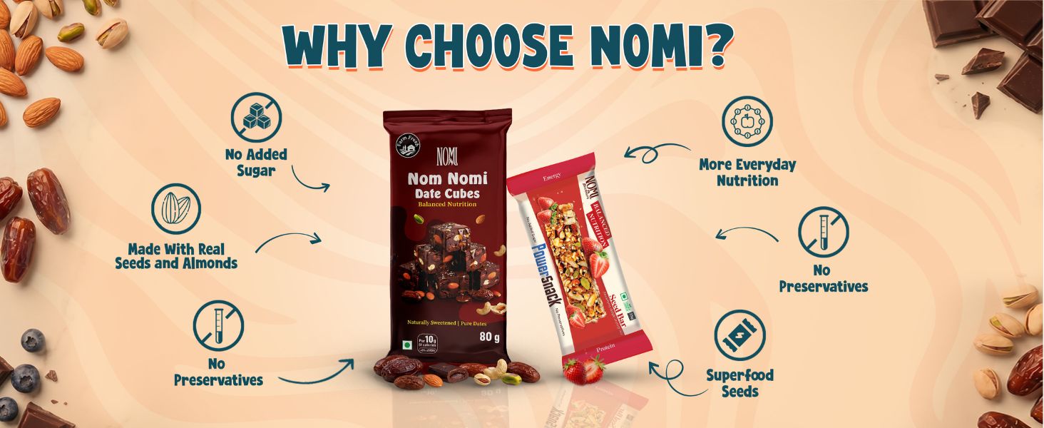 NOMI Assorted Protein Bar - Pack of 10 x 35g | Flavour Variety Pack: Classic, Chocolate, Strawberry, Orange, Cranberry, Blueberry & Makhana | Seed Bars| No Palm Oil | Naturally Sweetened