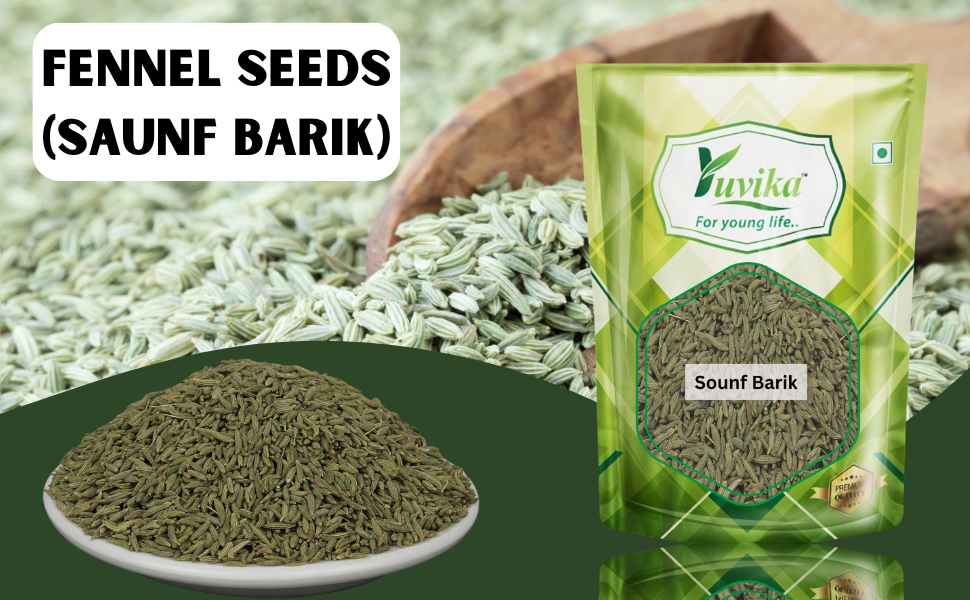 Yuvika Sonf Choti - Saunf Barik - Foeniculum Vulgare - Fennel Seeds Small 200 Grams