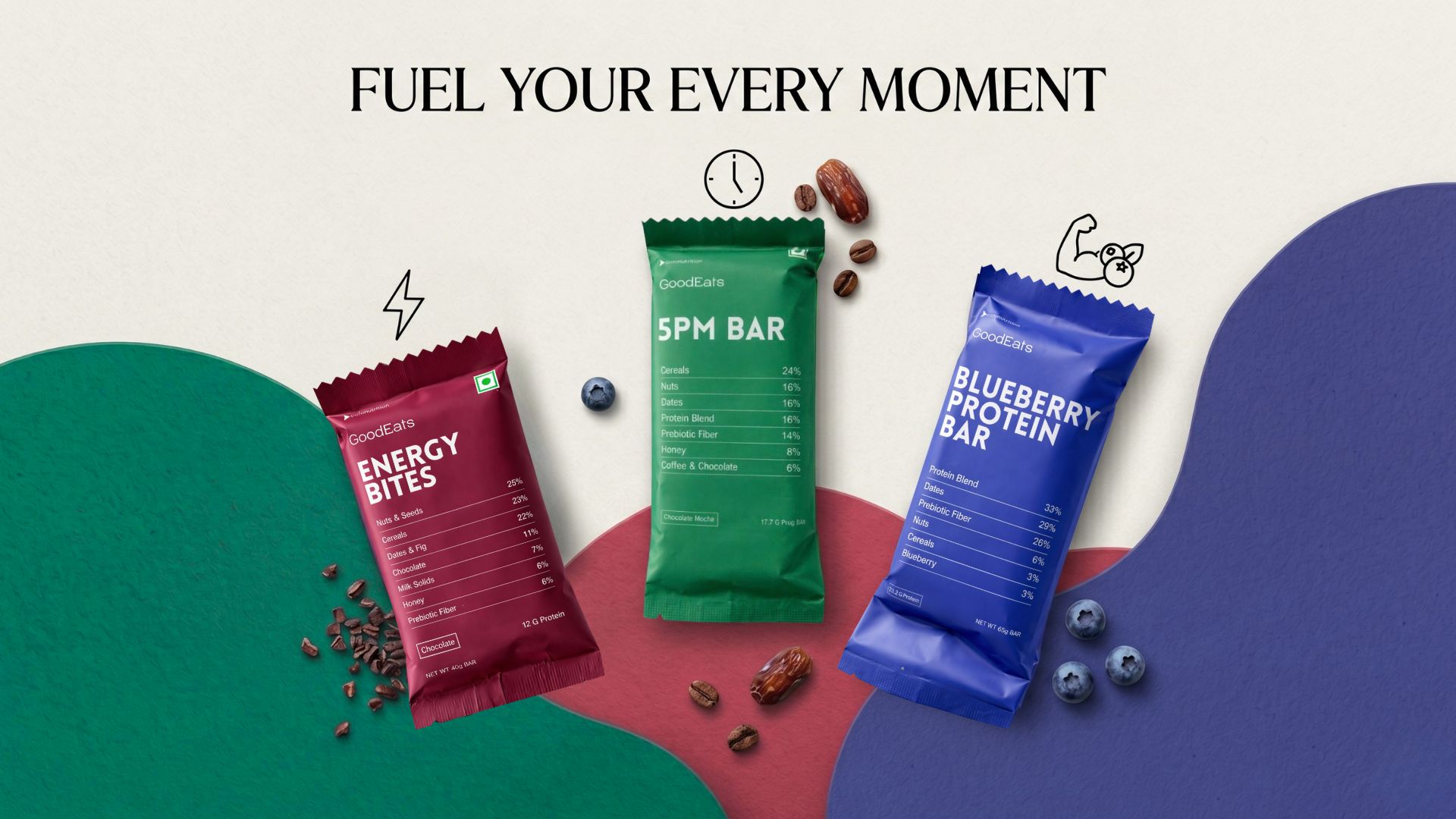 GOODEATS CRAVINGS-CONTROL COMBO: Energy Bites + 5PM Bars | Natural Protein, Dry Fruit & Nut Seed Snack Bars | Healthy Evening Energy Snack | No Artificial Preservatives | 40g x 6 & 50g x 5 Pack