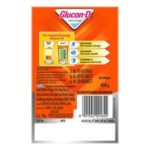 Glucon-D Glucose Based Beverage Mix - 450 g Carton (Nimbu Pani) & Instant Energy Health Drink Tangy Orange - 450Gm Refill