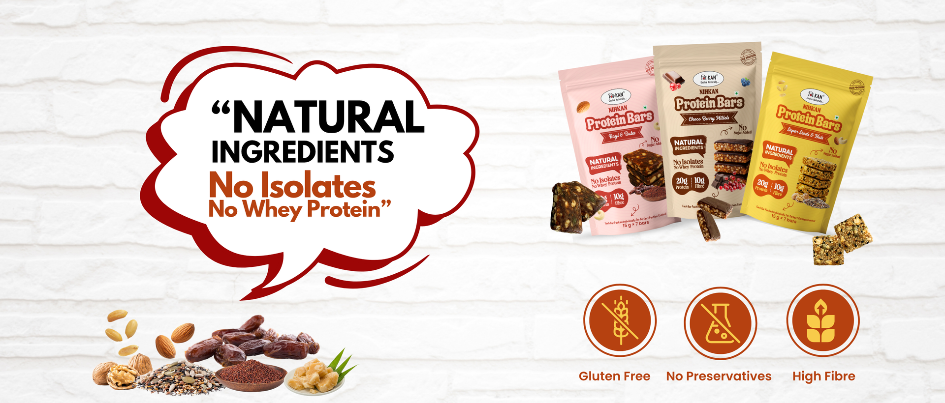 NIHKAN Superseeds & Nuts Protein Mini Bars | Sugar-Free, Preservatives Free, Natural Ingredients Energy bar | Made with seeds, nuts & millets | Gluten free Super food crunchy chikki | 15 g x 7 bites