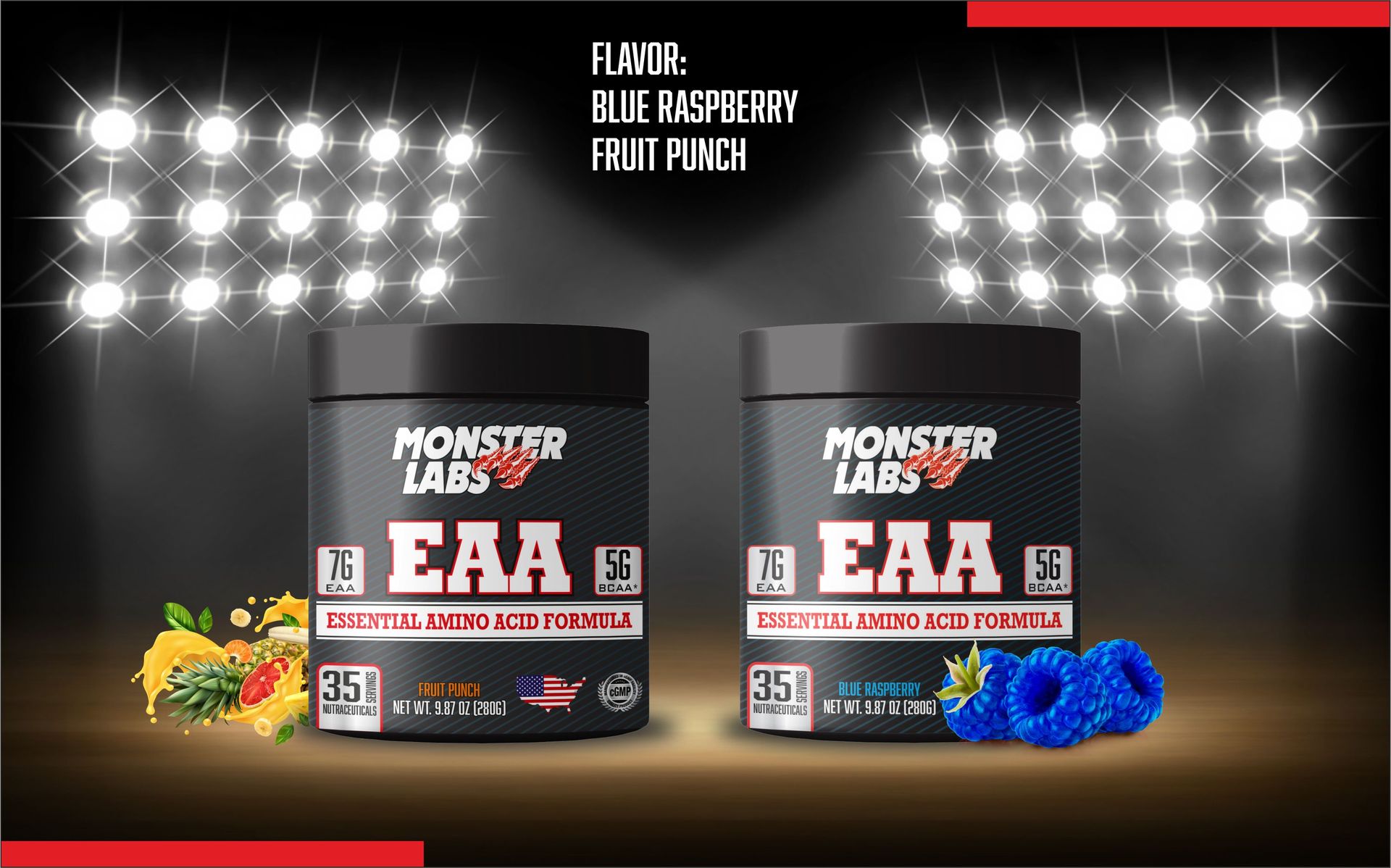 EAA | Essential Amino Acids Blend | Fruit Punch Flavor | 280g | 35 Servings | Premium Muscle Recovery & Performance Booster