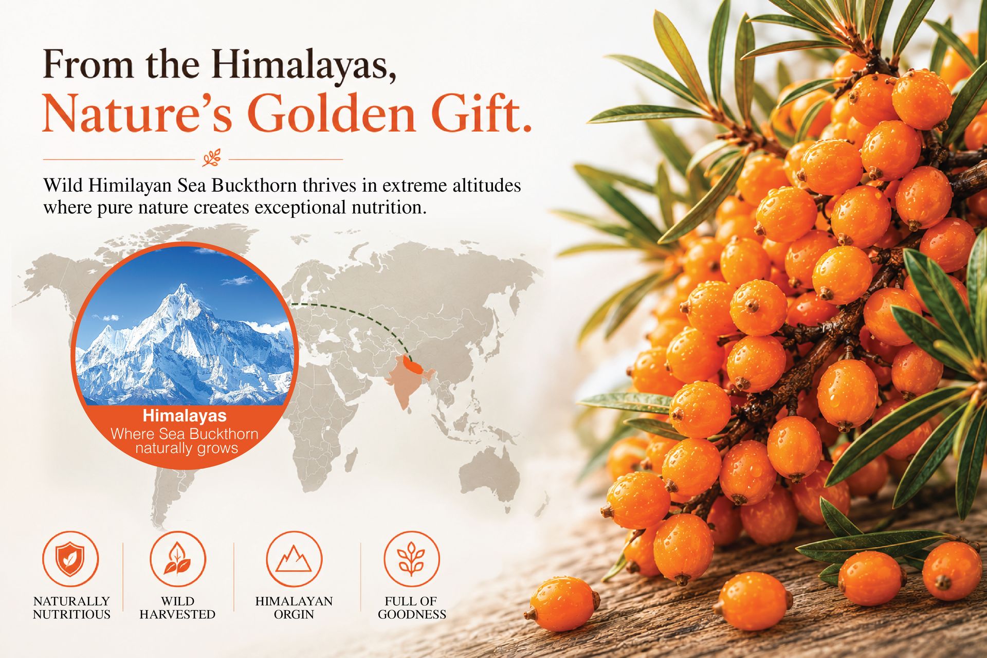 Sugar.fit Himalayan Sea Buckthorn Juice 500ml | Rich in Natural Omega 3, 6, 7 & 9, Vitamin C & E | 100% Pure Seabuckthorn Juice | No Added Sugar | Supports Immunity, Glowing Skin & Gut Health