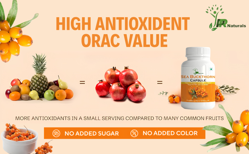 Sea Buckthorn Capsule | Pure 500Mg Herbal Extract Supplement Natural Immune Support and Skin Health Formula 60 Capsules | Color White | Size 60 Caspules Of 500Mg