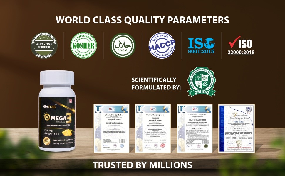 Omega 3 6 9 Vegan Natural Nutrition Supplement for Healthy Heart and Body 30 Veg Capsules