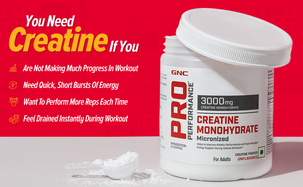 GNC Pro Performance Creatine Monohydrate, (Unflavoured, 250 gm Powder) &Zinc Magnesium Amino (ZMA) Complex - For Restful Sleep & Relaxation - 60 Tablets (Pack of 1), 250 Grams