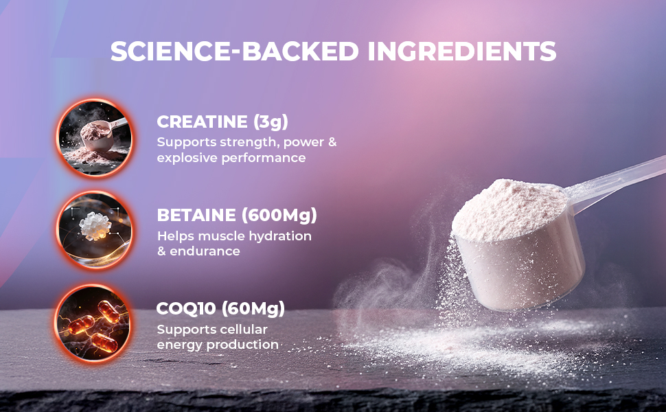 WOW Life Science Micronized Creatine Monohydrate Powder – ADVANCED BIO‑POWER STACK | 3g Creatine per Scoop with Betaine & Coenzyme Q10 | Strength, Power & Lean Muscle Support | No Bloat Formula | No Added Sugar | Great Tasting | For Men & Women | 135g (33 Servings) | Watermelon