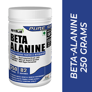 NutriJa Beta Alanine Powder 250g | Tangy Orange Flavor | Pre Workout Amino Acid Supplement | Supports High Intensity Training, Workout Endurance & Training Performance | Gym Supplement