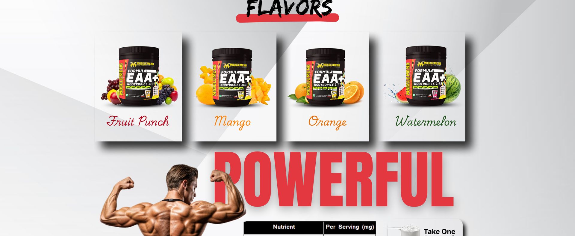 FORMULA EAA+NOOTROPICS 2:1:1 With | EAAs + BCAAs Powder | Muscle Recovery, Strength, Muscle Building, Endurance | 5G Essential Amino Acids + Electrolytes | 20 Servings (100gm, Orange)