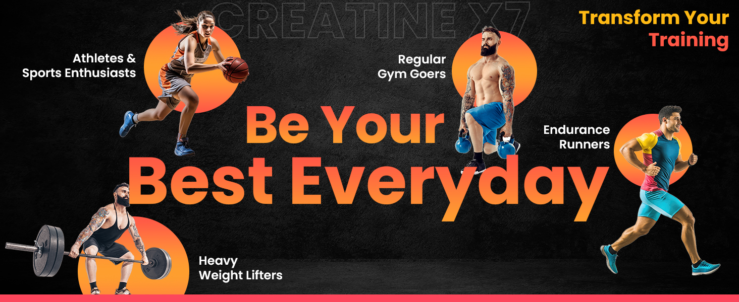 NATURYZ Creatine X7 Pure Micronized Creatine Monohydrate Post Workout drink | Rapid Absorption with Aminos | BCAA | ATP Transport Matrix | Muscle Growth & Strength | Power of 7 Blends | Muscle Builder- 450g(Mango Orange)