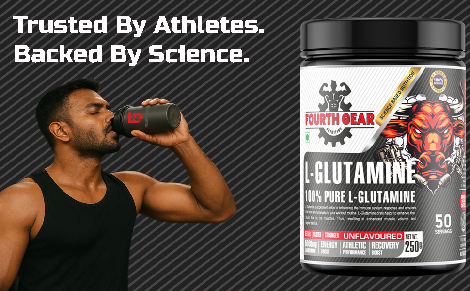 L-Glutamine 100% Pure Micronized | 5000mg per Serving | Unflavoured Muscle Recovery, Energy & Performance Supplement | 250g (50 Servings) | Vegetarian