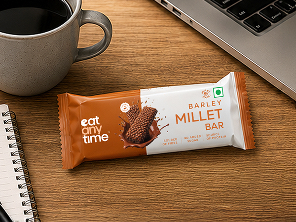 Eat Anytime Barley Millet Bar | Cranberry | Ancient Indian Supergrain | Source of Fibre | Enriched with Calcium | No Added Refined Sugar | 25g