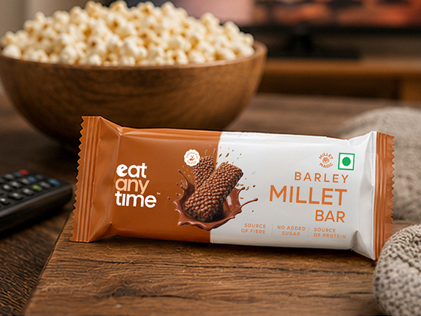 Eat Anytime Barley Millet Bar | Cranberry | Ancient Indian Supergrain | Source of Fibre | Enriched with Calcium | No Added Refined Sugar | 25g
