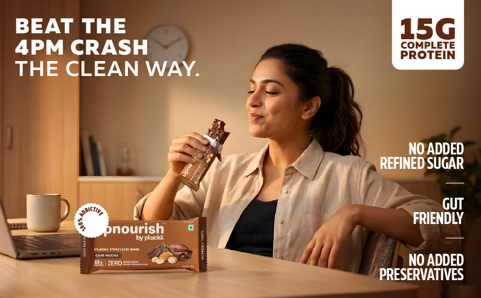 Chocolate Orange Protein Bar - No Refined Sugar (Pack of 6) | 15 g Complete Protein | Upnourish by Pluckk (Cocoa Orange)