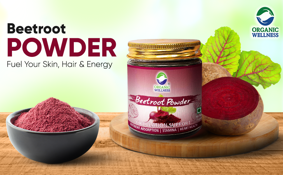 Organic Wellness Beetroot Powder | For Face Pack, Lip, Skin & Hair Care | Natural Antioxidant-Rich | 100% Plant-Based, No Preservatives | 100g Bottle Pack of 1