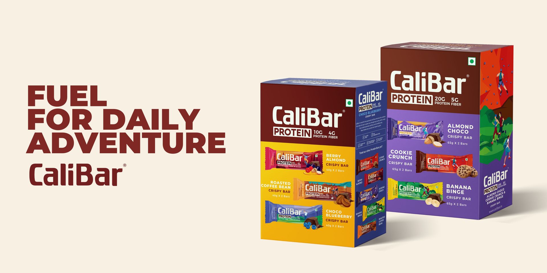 CaliBar 10g Protein Bar - Choco Blueberry Crispy Bar (Pack of 6) Low In Sugar, Real Blueberry Bits, Gluten-Free, 4g Fiber, No Preservatives, No Palm oil, Delicious Taste (40g x 6 Bars)