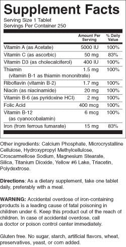 Daily Vite Plus Iron 250 Tabs 4