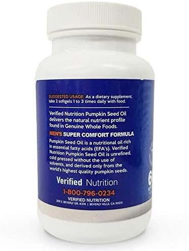 100% Pure Pumpkin Seed Oil - 60 Soft Gels Containing a Rich Nutrient Profile Found in Genuine Whole Foods - Men's Super Comfort Formula - Nutritional Oil Rich in Essential Fatty Acids - 1 Bottle 4