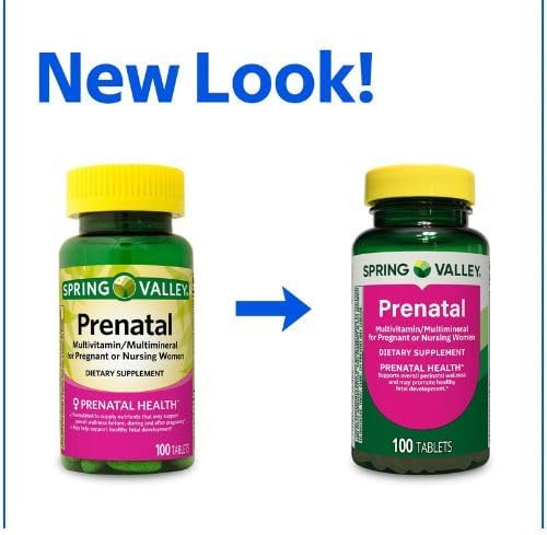 Spring Valley Prenatal Multivitamin/Multimineral for Pregnant and Nursing Women Dietary Supplement Tablets, 100 Count +Sticker, Dri Store. 3