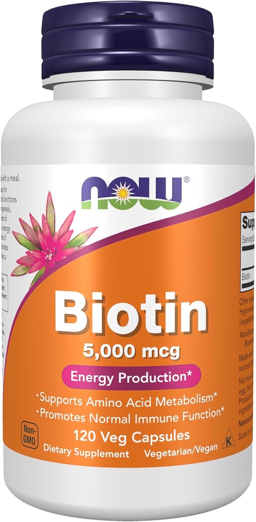 NOW Foods by Now Biotin Energy Production 5000 mcg- 120 Vcaps 2