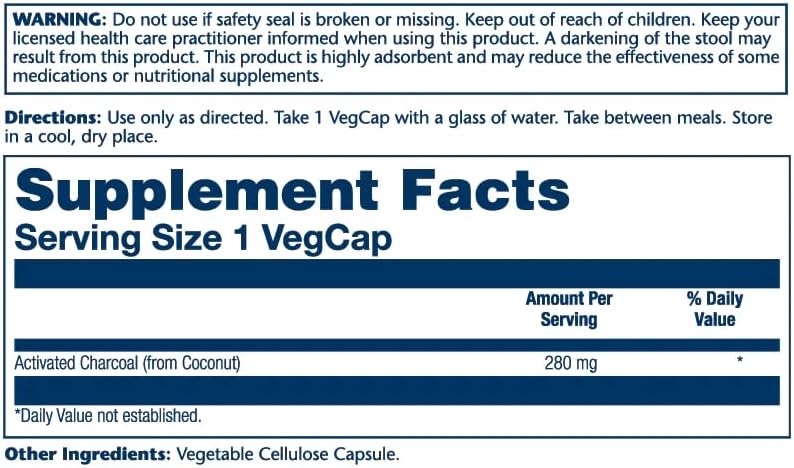 Solaray Activated Charcoal 280mg | Coconut Source | Healthy Inner Cleansing & Digestive Tract Support | Non-GMO, Vegan & Lab Verified | 90 Capsules | Pack of 2 3