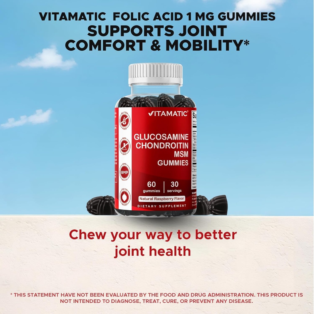 Vitamatic Glucosamine Chondroitin Gummies with MSM & Vitamin E – Joint Support Formula – 60 Pectin-Based Vegan Gummies 5
